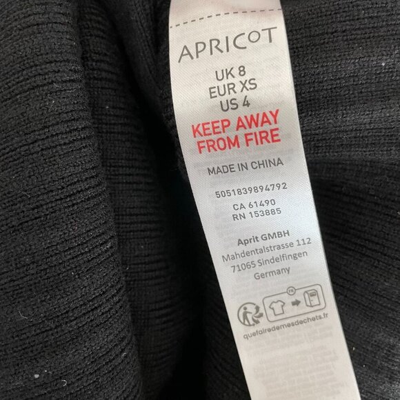 Apricot LS Mock Neck Knit Ribbed Midi Sweater Dress w Side Slit Black Sz XS NWT - Picture 12 of 16